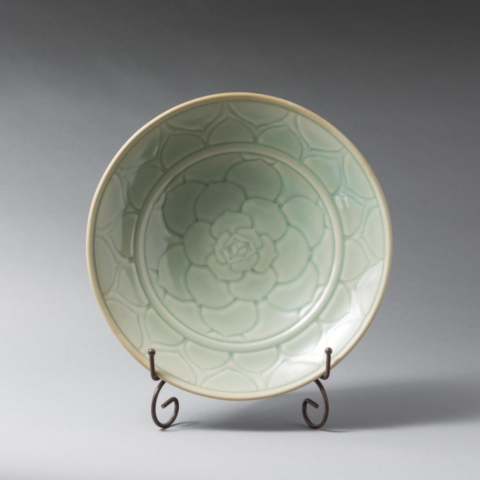Echeveria Plate, carved Porcelain