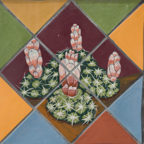 Entrada del Sol, closeup of bench of cactus tiles